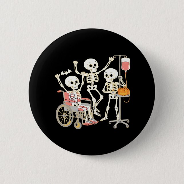 Nurse Skeleton Funny Halloween Healthcare Essentia 2 Inch Round Button (Front)