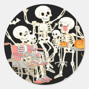 Nurse Skeleton Funny Halloween Healthcare Essentia Classic Round Sticker