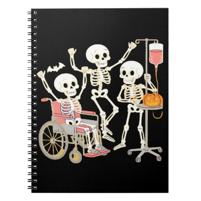 Nurse Skeleton Funny Halloween Healthcare Essentia Notebook (Front)