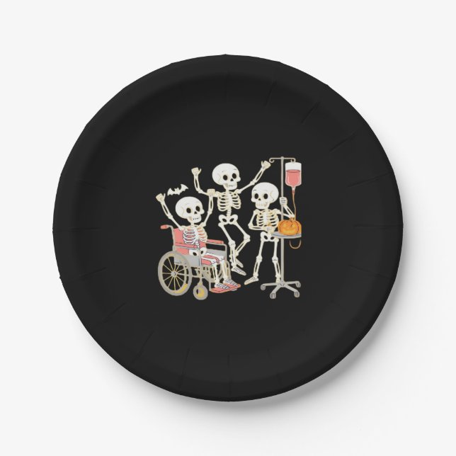 Nurse Skeleton Funny Halloween Healthcare Essentia Paper Plate (Front)