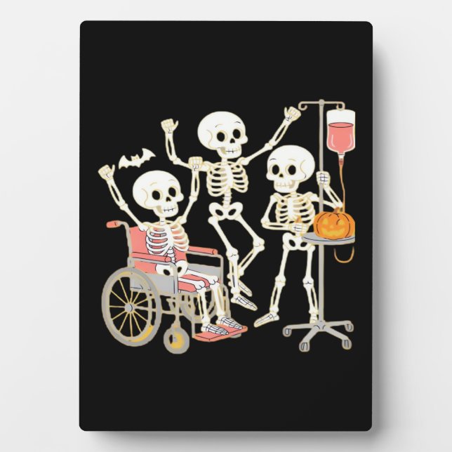 Nurse Skeleton Funny Halloween Healthcare Essentia Plaque (Front)