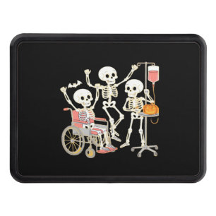 Nurse Skeleton Funny Halloween Healthcare Essentia Trailer Hitch Cover