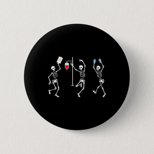 Nurse Skeleton Halloween Skeleton Costume  2 Inch Round Button (Front)