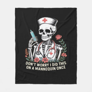 Nurse Skeleton Joke Humor Halloween Essential T-Sh Fleece Blanket