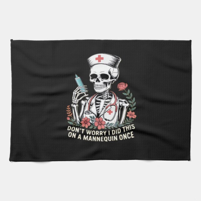 Nurse Skeleton Joke Humor Halloween Essential T-Sh Kitchen Towel (Horizontal)