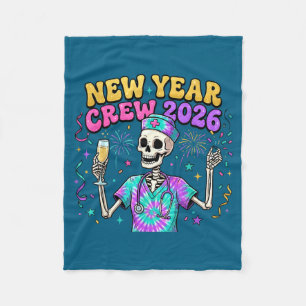 Nurse Skeleton New Year Crew 2026 Funny Er Icu Eve Fleece Blanket