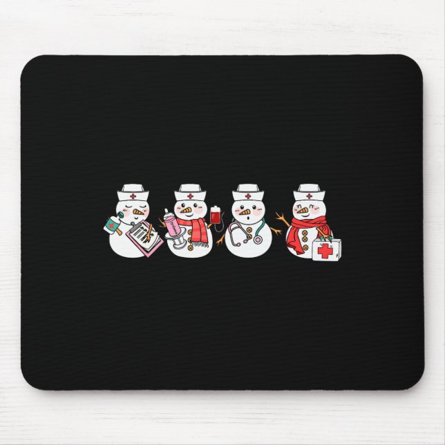 Nurse Snowman Squad Nursing Rn Registered Funny Ch Mouse Pad (Front)