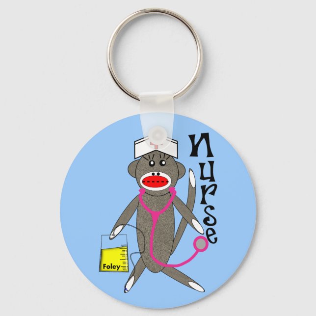 Nurse Sock Monkey Gifts Keychain (Front)