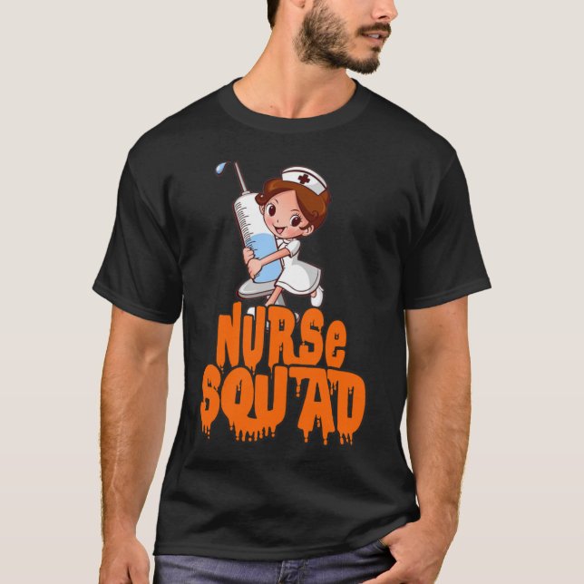 Nurse squad, halloween for nurse, funny nurse hall T-Shirt (Front)