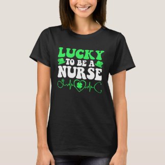 Nurse St Patricks Day Lucky To Be A Nurse Shamrock T-Shirt