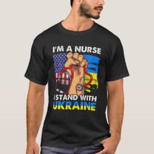 Nurse Stand With Ukraine Ukrainian USA Flag Men Wo T-Shirt