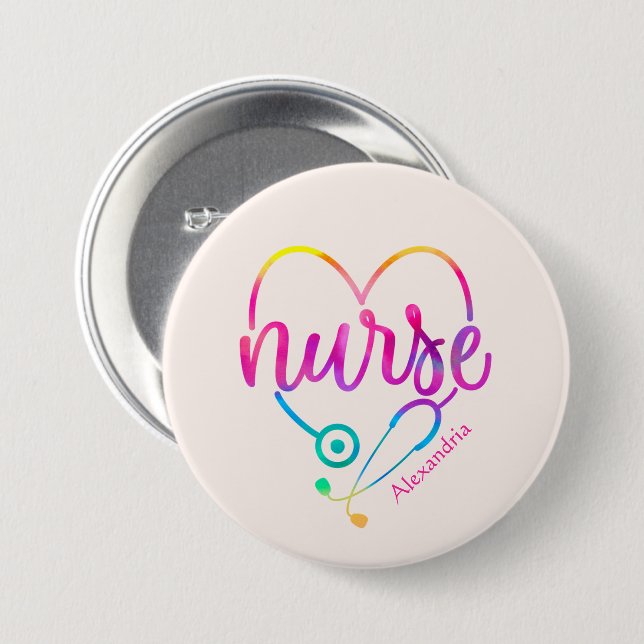 Nurse Stethoscope 3 Inch Round Button (Front & Back)