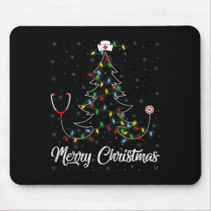 Nurse Stethoscope Christmas Tree Lights Funny Nurs Mouse Pad