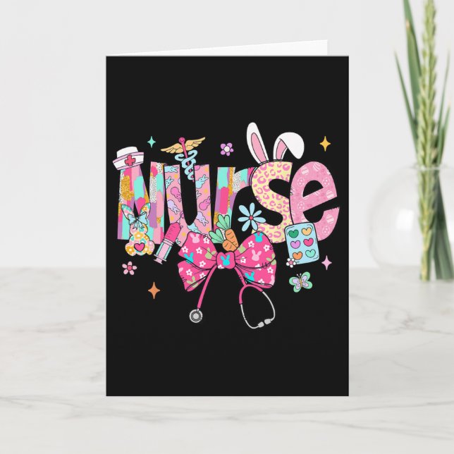 Nurse Stethoscope Cute Coquette Bow Stethoscope Nu Card (Front)