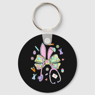 Nurse Stethoscope Funny Bunny Rabbit Easter Keychain