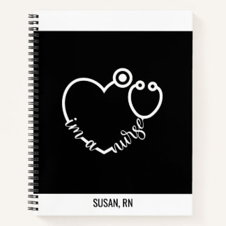 Nurse Stethoscope Heart Modern Personalized Name Notebook
