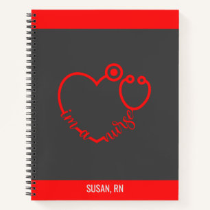 Nurse Stethoscope Heart Modern Personalized Name Notebook