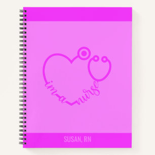 Nurse Stethoscope Heart Modern Personalized Name Notebook