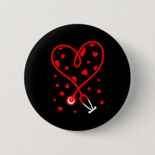 Nurse Stethoscope Heart Valentine's Day Nursing  2 Inch Round Button