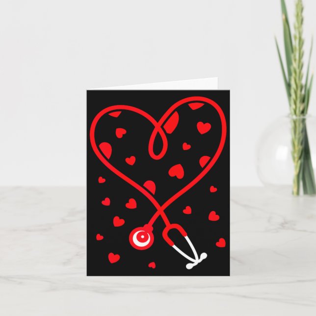 Nurse Stethoscope Heart Valentine's Day Nursing  Card (Front)