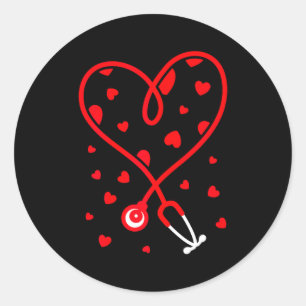 Nurse Stethoscope Heart Valentine's Day Nursing  Classic Round Sticker