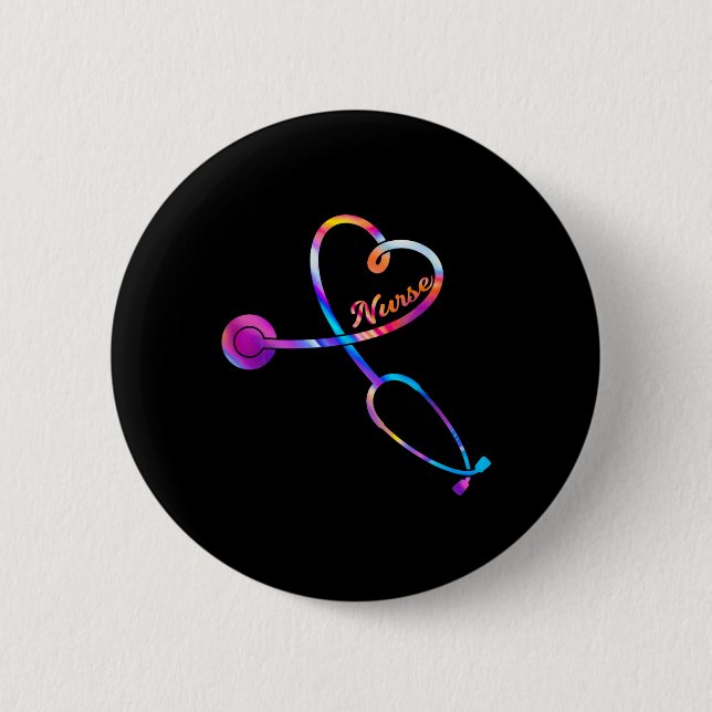 Nurse Stethoscope Heartbeat Ekg Nursing Student Gr 2 Inch Round Button (Front)