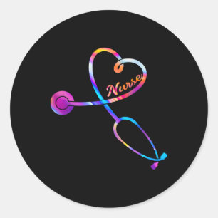 Nurse Stethoscope Heartbeat Ekg Nursing Student Gr Classic Round Sticker