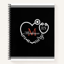 Nurse Stethoscope Modern Personalize Monogram Name