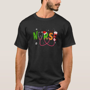 Nurse Stethoscope Reindeer Christmas Cute Health W T-Shirt