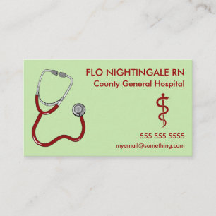 Nurse Stethoscope Scrubs Green Business Card