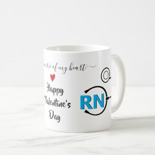 Nurse stethoscope Valentines day blue RN Coffee Mug