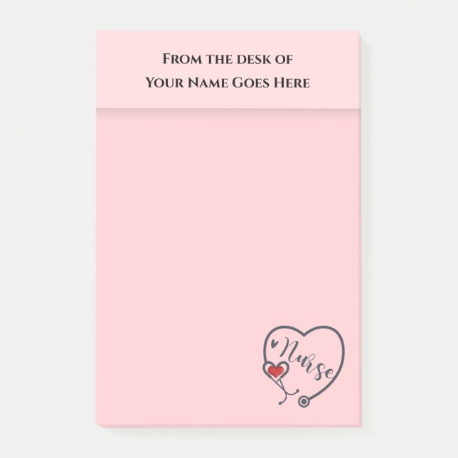 Nurse stethoscope with red heart appreciation desk post-it notes (Front)