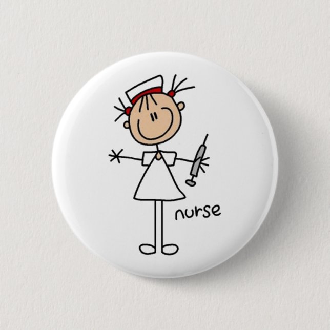 Nurse Stick Figure 2 Inch Round Button (Front)
