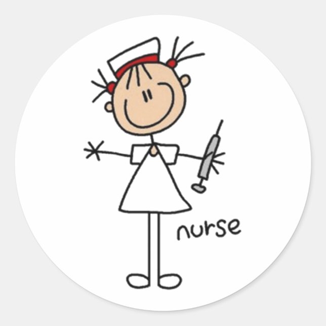 Nurse Stick Figure Classic Round Sticker (Front)