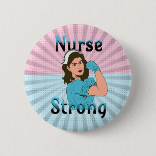 Nurse Strong   Vintage Retro Vibes 2 Inch Round Button