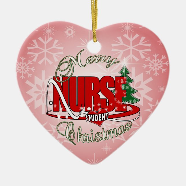 NURSE STUDENT CHRISTMAS CERAMIC ORNAMENT (Front)