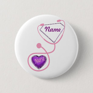 Nurse Super Stethoscope Glitter add Name 2 Inch Round Button