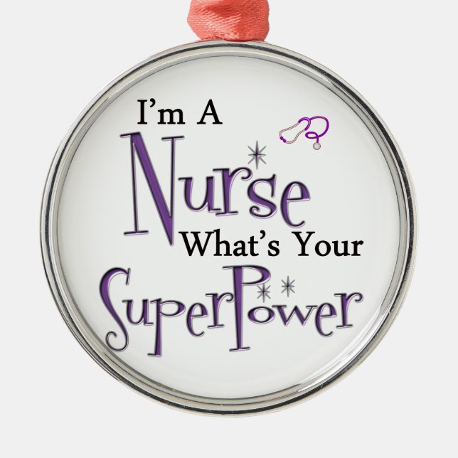 Nurse Superpower Metal Ornament (Front)