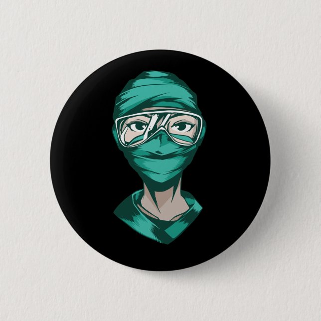 Nurse svg with Face Mask 2 Inch Round Button (Front)