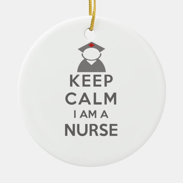 Nurse Symbol Keep Calm I am a Nurse Ceramic Ornament (Front)