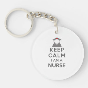 Nurse Symbol Keep Calm I am a Nurse Keychain