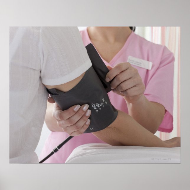 Nurse taking patient's blood pressure poster (Front)