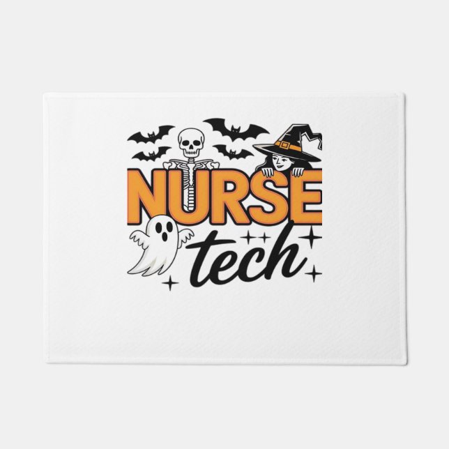 Nurse Tech - Halloween - with skeleton, witch, and Doormat (Front)