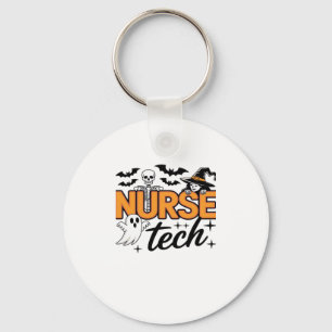 Nurse Tech - Halloween - with skeleton, witch, and Keychain