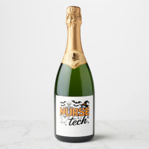 Nurse Tech - Halloween - with skeleton, witch, and Sparkling Wine Label
