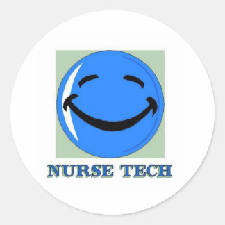 Nurse Tech Happy Face Classic Round Sticker