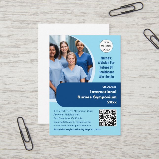 Nurse Technician Caregiver Medical Conference Business Card (Front/Back In Situ)