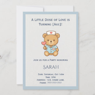 Nurse Teddy Bear Birthday Invite