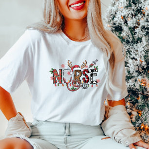 NURSE Tee with Reindeer and Christmas Lights