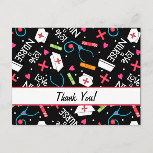 Nurse Thank You Black Customizable Postcard